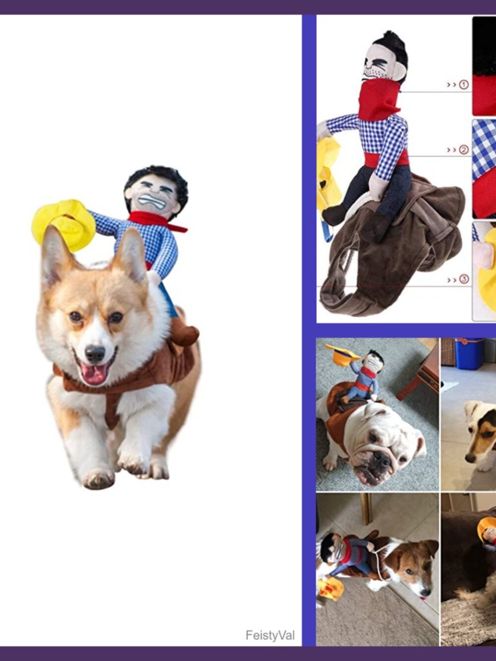 Pet Dog Cowboy Rider Costume with Doll Hat Adjustable Halloween Outfit